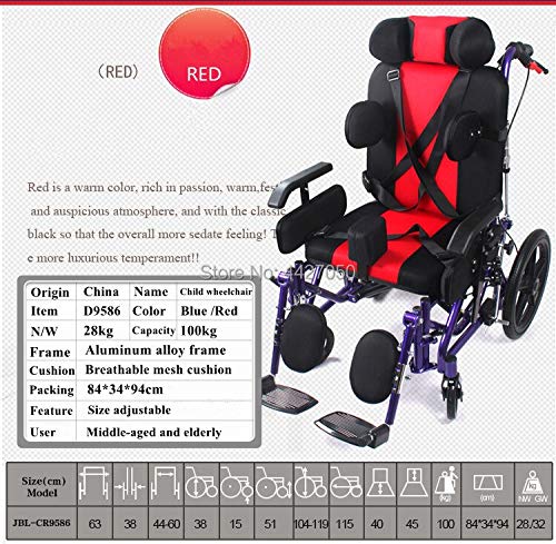 JINKEBIN Silla de ruedas eléctrica para niños, parálisis cerebral, multifuncional, para discapacitados, plegable, pequeño carro (color: azul)