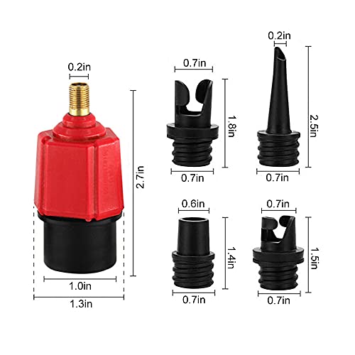 Jooheli Adaptador de Bomba Sup,Adaptador Bomba Inflado Sup Convertidor Adaptador Hinchable con 4 Boquillas de Válvula de Aire,para Canoa,Barco Inflable,Tabla Paddle Surf Hinchable