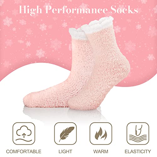 Josnown Calcetines Termicos Mujer, 5 Pares Espesar Esponjosos Calcetines Mujer Invierno, Elásticos Calcetines Calentitos para Casa Mujeres y Niñas, Tamaño 35-41