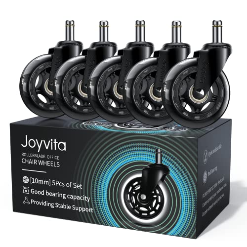 Joyvita Ruedas para Sillas 10x22 mm SOLO para Sillas IKEA (5 Piezas), Ruedas de Oficina para Muebles Ruedas Giratorias Silenciosas de Repuesto Universales 75mm (3'') - MAX 250kg