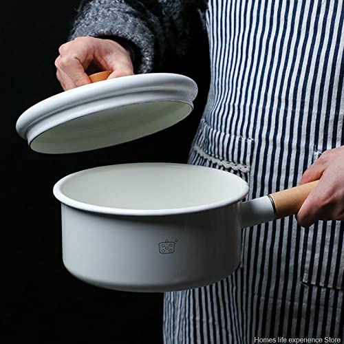 JSJJAUJ Wok Olla de Sopa Gruesa con Mango de Madera Cocina de Gas, ollas de Leche Resistente al Calor, japonés, no Palo, Utensilios de Cocina, Conjunto (Color : Milk Pan)