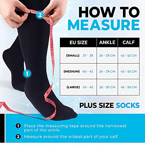 Jsocks – Calcetines de Compresión 2 Pares – Piernas Anchas, Talla Xl, Medias de Compresion por Mujer y Hombre 15-20mmHg, Medias Soporte para Todos Días, Deportes, Enfermeras, Vuelos, L/43-45