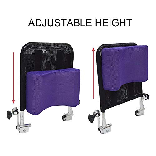 Juanya - Cojín ajustable para reposacabezas de silla de ruedas con tubo de asa trasera, soporte para respaldo de cuello de 40,64 a 50,8 cm, negro