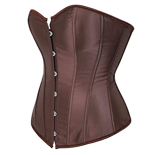 jutrisujo Mujer Corset disfrazs de Lacbustiers Fajas Corpiño Nupcial Lencería Talla Grande Cintura Cincher café 6XL