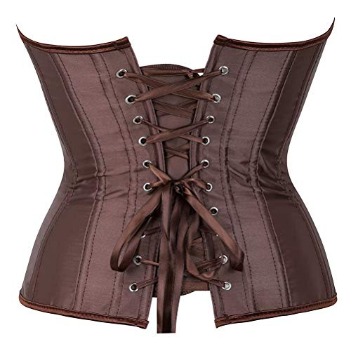 jutrisujo Mujer Corset disfrazs de Lacbustiers Fajas Corpiño Nupcial Lencería Talla Grande Cintura Cincher café 6XL