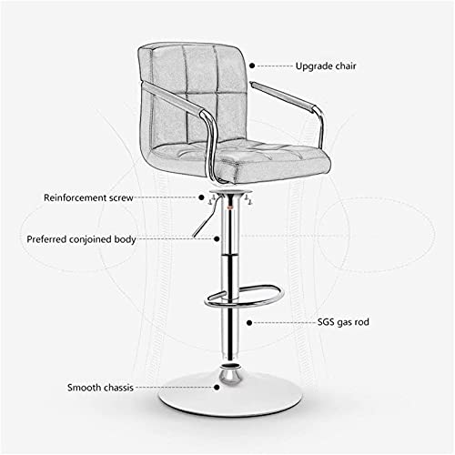 JYHZ Taburete de bar rotativo, rotativo, giratorio, de ajuste de elevación hidráulica, taburete giratorio de 360°, cojín cómodo con respaldo alto taburete 4 colores (color negro) (Beige)