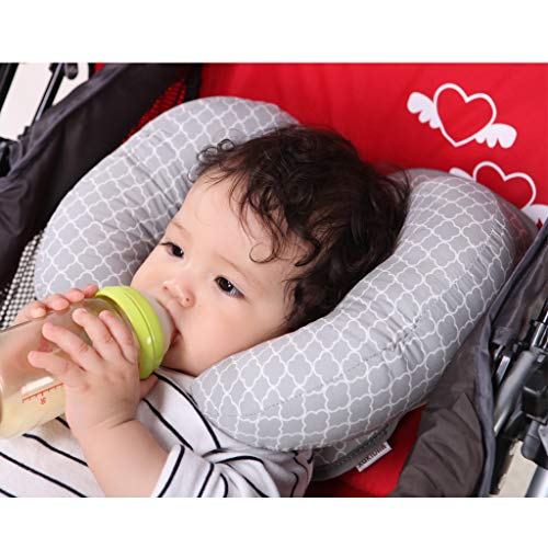 KAKIBLIN Almohada de cuello de plátano para niños, almohada de viaje para cochecito, nube blanca