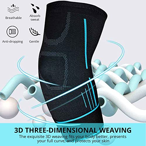 KAMEUN Codera de Compresión, 2 x Coderas para Hombres y Mujeres de Tejido de punto 3D Codera Tendinitis para Artritis, Ideal para Codo de Tenis, Codo de Golfista（L）