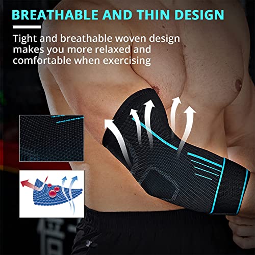 KAMEUN Codera de Compresión, 2 x Coderas para Hombres y Mujeres de Tejido de punto 3D Codera Tendinitis para Artritis, Ideal para Codo de Tenis, Codo de Golfista（L）