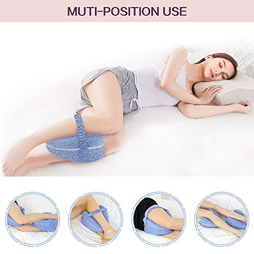 KANRAX Almohadas posicionadoras de Pierna – Mejor para Pierna, Espalda, y Rodilla Pain- Espuma con Efecto Memoria Pierna Almohada con Funda extraíble -Azul