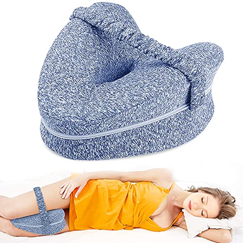 KANRAX Almohadas posicionadoras de Pierna – Mejor para Pierna, Espalda, y Rodilla Pain- Espuma con Efecto Memoria Pierna Almohada con Funda extraíble -Azul