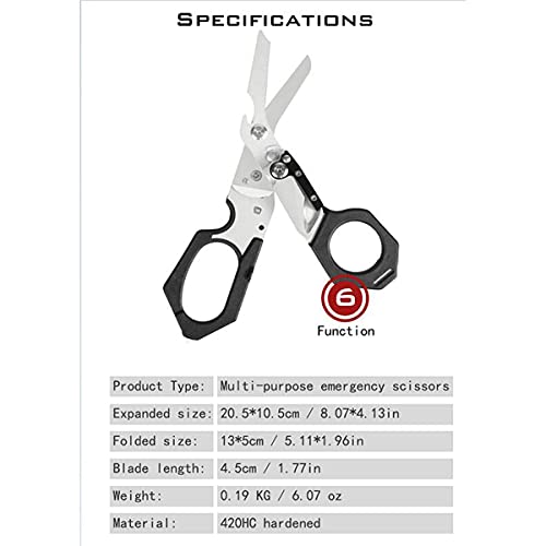 Kaxofang Cizallas MultifuncióN, Multiherramienta, Cortadora Plegable de Acero Inoxidable con Cortadora AutomáTica Emergente, Cortadora de Metal, Rompevidrios