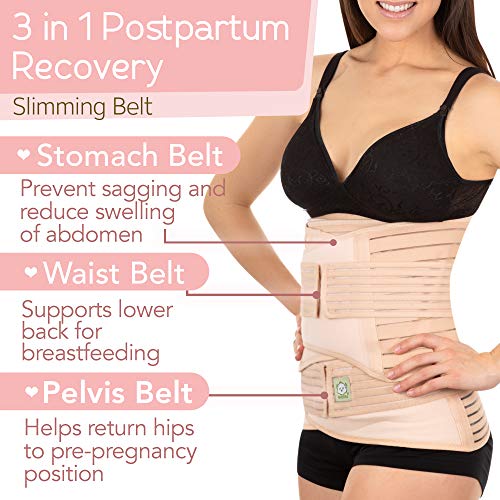 KeaBabies Envoltura De Recuperación De Apoyo del Vientre Posparto 3 en 1 - Banda De Vientre para Posnatal, Embarazo, Maternidad - Fajas para Mujeres Body Shaper (Classic Ivory, X-Large)