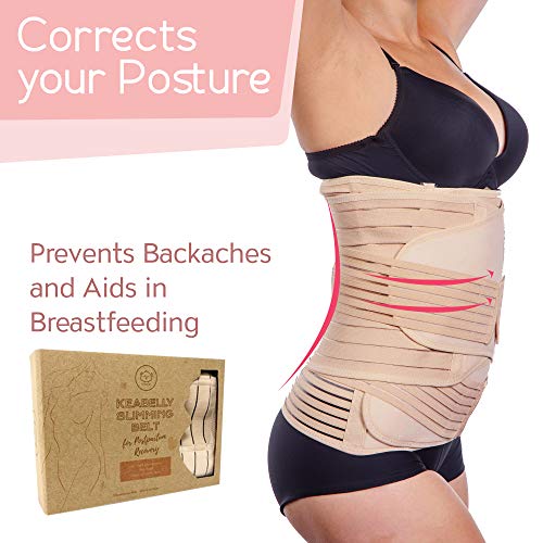 KeaBabies Envoltura De Recuperación De Apoyo del Vientre Posparto 3 en 1 - Banda De Vientre para Posnatal, Embarazo, Maternidad - Fajas para Mujeres Body Shaper (Classic Ivory, X-Large)