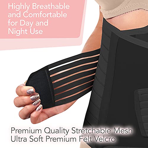 KeaBabies Envoltura De Recuperación De Apoyo del Vientre Posparto 3 en 1 - Banda De Vientre para Posnatal, Embarazo, Maternidad - Fajas para Mujeres Body Shaper (Midnight Black, One Size)