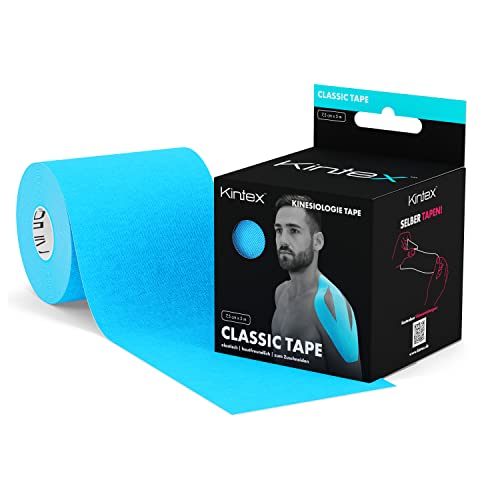 Kintex Cinta Kinesiology Classic 7,5cm X 5m, Cinta Fisiológica, Cinta Terapéutica, Elástica, Impermeable, Azul