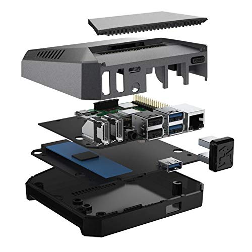 Kirmax Argon One M.2 Carcasa para Raspberry Pi 4 Modelo B M.2 SATA SSD una USB 3.0 Soporte de Placa UASP Ventilador Incorporado Carcasa de Aluminio