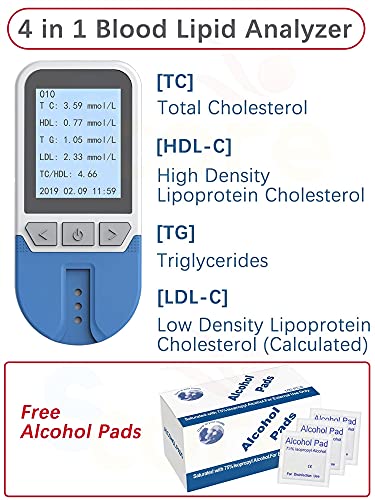 Kit de Análisis de Sangre Casero Fácil de Operar, Medidor de colesterol del triglicérido del colesterol HDL del colesterol Total 4In1,No es Necesario Esperar y Realizar Mediciones