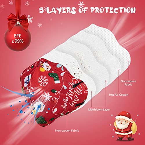 KKmier Mascarillas FFP2 de Navidad 40 Pcs, Mascarillas [Certificada CE 2834] con Pendientes Elásticos , Protección de 5 capas y Filtración de Partículas (EFP) ≥95%.