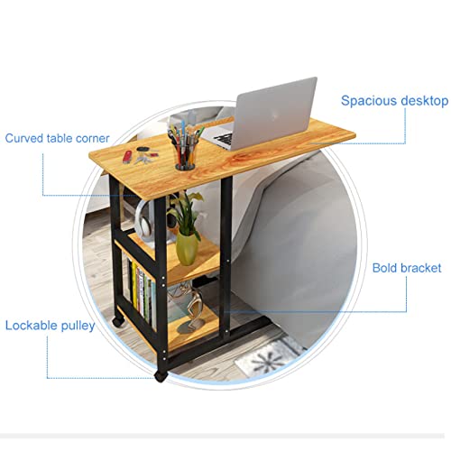 KLMN Mesa de sobre Cama con Ruedas, Mesa Auxiliar, Mesa Auxiliar extraíble, Mesa de Estilo C, mesita de Noche para el hogar/habitación/Oficina con Marco de Metal