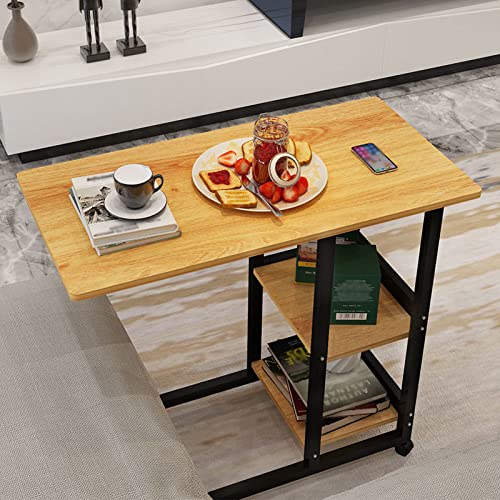 KLMN Mesa de sobre Cama con Ruedas, Mesa Auxiliar, Mesa Auxiliar extraíble, Mesa de Estilo C, mesita de Noche para el hogar/habitación/Oficina con Marco de Metal