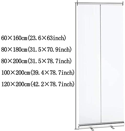 KMILE Protector antiestornudos transparente para piso, con cubierta protectora de base ancha de aleación de aluminio, pancarta enrollable portátil para hospital o mostrador (tamaño 120 x 200 cm)