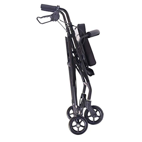 KMINA - Andador para ancianos, Andador plegable, Andadores para ancianos 4 ruedas, Andadores adultos, Andador con Asiento, Andador para ancianos con asiento, COMFORT Negro Freno Maneta