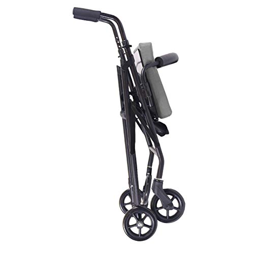 KMINA - Andador para ancianos, Andador plegable, Andadores para ancianos, Andadores adultos 4 ruedas, Andador con Asiento, Andador para ancianos con asiento, COMFORT Gris Freno Presión