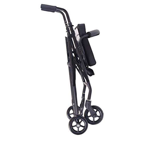 KMINA - Andador para ancianos, Andador plegable, Andadores para ancianos, Andadores adultos 4 ruedas, Andador para ancianos con asiento, Andador con frenos por presión, COMFORT Negro Freno Presión