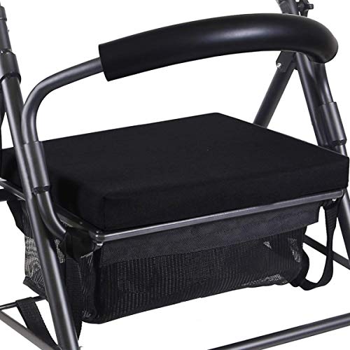 KMINA - Andador para ancianos, Andador plegable, Andadores para ancianos, Andadores adultos 4 ruedas, Andador para ancianos con asiento, Andador con frenos por presión, COMFORT Negro Freno Presión