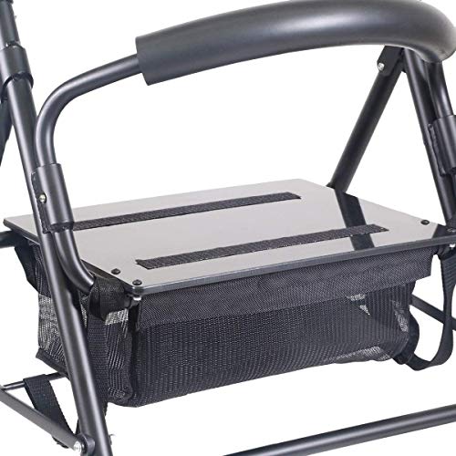 KMINA - Andador para ancianos, Andador plegable, Andadores para ancianos, Andadores adultos 4 ruedas, Andador para ancianos con asiento, Andador con frenos por presión, COMFORT Negro Freno Presión