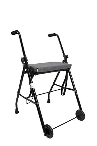 KMINA - Andador para ancianos, Andador plegable y ligero, Andadores para ancianos, Andadores adultos 2 ruedas, Andador para ancianos con asiento, COMFORT 2 Ruedas Gris