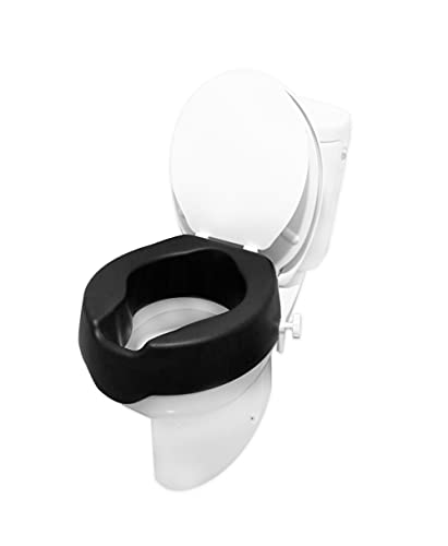 KMINA - Elevador WC Adulto con Tapa (10 cm, Blando), Alzador WC Adulto, Elevador WC Blando, Asiento Elevador WC Adultos, Elevador WC Universal, Elevador Inodoro Personas Mayores y Minusválidos, Negro.