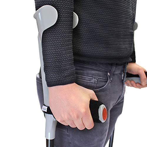 KMINA - Muletas Adulto (2 unidades), Muletas Adulto Regulables Aluminio, Muletas Ortopédicas, Muletas para Caminar, Muletas Ergonómicas, Muletas Adulto Acolchadas, Muleta COMFORT PLUS (Color Gris).