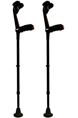 KMINA - Muletas Adulto (x2 uds), Muletas Adulto Regulables Aluminio, Muletas Ortopédicas, Muletas para Caminar, Muletas Ergonómicas, Muletas Adulto Acolchadas, Muleta COMFORT PLUS (Color Negro).