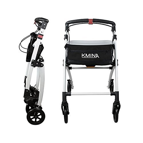 KMINA PRO - Andador para ancianos, Andadores para ancianos, Andadores adultos, Andador para ancianos 4 ruedas, Andador con frenos, Andador para mayores plegable, Negro.