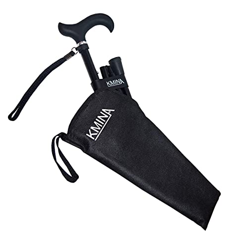 KMINA PRO - Bastones Plegables para Mayores, Bastones para Mayores, Bastones Plegables, Bastones para Caminar Ancianos, Bastón Regulable Aluminio, Bastones para Caminar Mayores, (Color Negro).