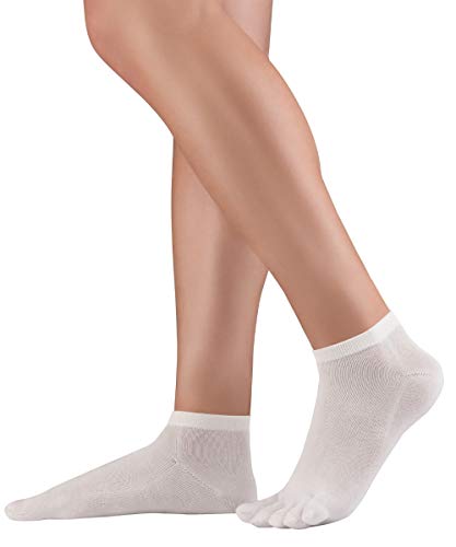 Knitido Dr. Foot® Silver Protect Calcetines antibacterianos con dedos, de algodón con fibra de plata para la diabetes y la prevención de infecciones, Talla:35-38, Colores:blanco (002)