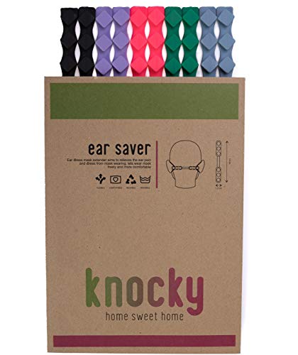 KNOCKY 10 Piezas Salvaorejas de Silicona para Mascarillas - Protector de Orejas y Enganches Soportes para Mascarillas - Sujeta Mascarillas con Adaptador Ajustable de 3 Ganchos