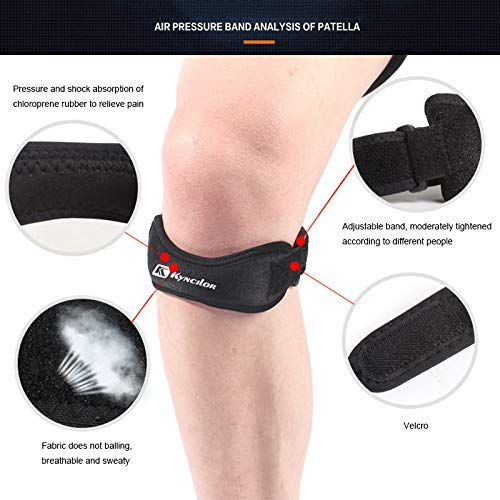 KongLyle Protector de Rodilla Cinturón Suave Rodillera Ajustable Transpirable Rótula Tendón Correa Protector Almohadilla de Apoyo - Negro