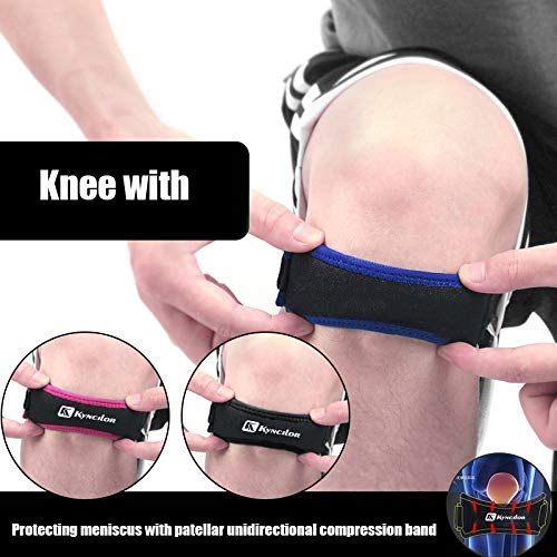 KongLyle Protector de Rodilla Cinturón Suave Rodillera Ajustable Transpirable Rótula Tendón Correa Protector Almohadilla de Apoyo - Negro