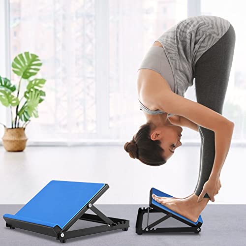 KOSIEJINN Slant Board Hogar Plegable 5 Posiciones Tablero Inclinado Pedal Estiramiento Fitness Ajustable con Almohadilla Antideslizante Plantar para Fascia Costilla Talón Entrenamiento Aquiles (Azul)