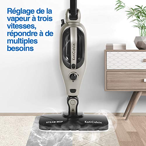 KotiCidsin Mopa a vapor, Limpiador a Vapor con Multifunción 14 en 1,Elimina 99,9% de Virus y Bacterias, 1500w, 330ml,Calentamiento en 25s,Cable 5 Metros,Adecuado para Alfombra,Madera,Laminado