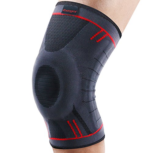 Kuangmi Rodillera Soporte Rodillera Patella Estabilizador Compresión Manga para correr - Baloncesto - Voleibol - Deportes - Ideal para mujeres - Hombres - Niños, 1 pieza, Upgrated Blue XXL