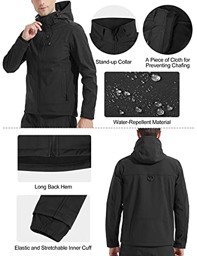 KUTOOK Chaqueta Cortavientos Hombre Chaqueta Softshell Invierno Impermeable con Capucha Extraíble para Trekking Senderismo Escalada Running Las Actividades Al Aire Libre y El Uso Cotidiano(S)