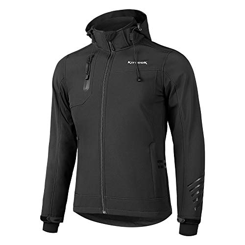 KUTOOK Chaqueta Softshell Hombre Invierno Forro Polar Ropa Cortavientos Impermeable Con Capucha Extraíble Para Montaña Trekking Senderismo Esquí Running, Etc(L)