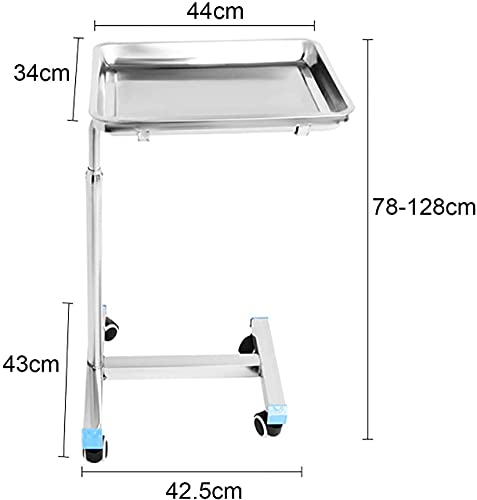 Kutra Soporte Móvil para Bandeja Mayo, Carro de Acero Inoxidable, Altura Ajustable, Médico, Tatuaje, SPA, Equipo de Salón, Cuidado Personal, Salón de Tatuajes