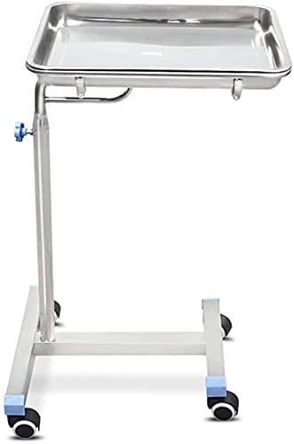 Kutra Soporte Móvil para Bandeja Mayo, Carro de Acero Inoxidable, Altura Ajustable, Médico, Tatuaje, SPA, Equipo de Salón, Cuidado Personal, Salón de Tatuajes