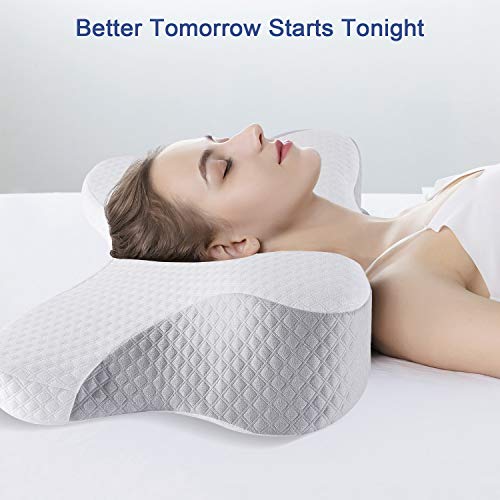 KUVOCA Almohada Viscoelastica Almohada Cervical con Memoria de Forma Almohadas Ortopedica Diseño Ergonómico para Dormir de Lado, Aliviar de Dolor del Cuello y Hombro, Almohada para Durmiente Lateral