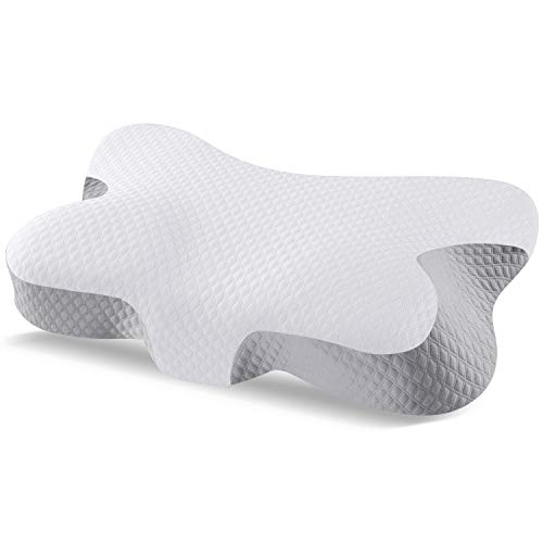 KUVOCA Almohada Viscoelastica Almohada Cervical con Memoria de Forma Almohadas Ortopedica Diseño Ergonómico para Dormir de Lado, Aliviar de Dolor del Cuello y Hombro, Almohada para Durmiente Lateral